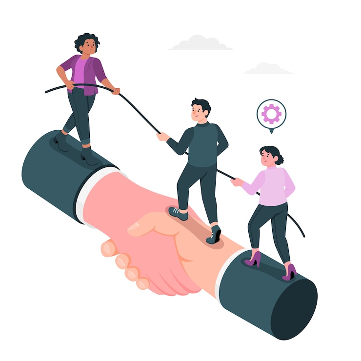 Vecteur gratuit illustration du concept d'escalade en équipe
