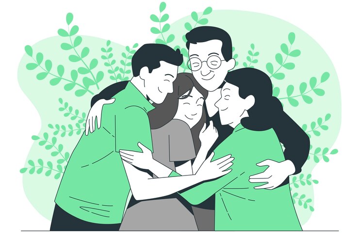 Vecteur gratuit illustration du concept de l'étreinte familiale