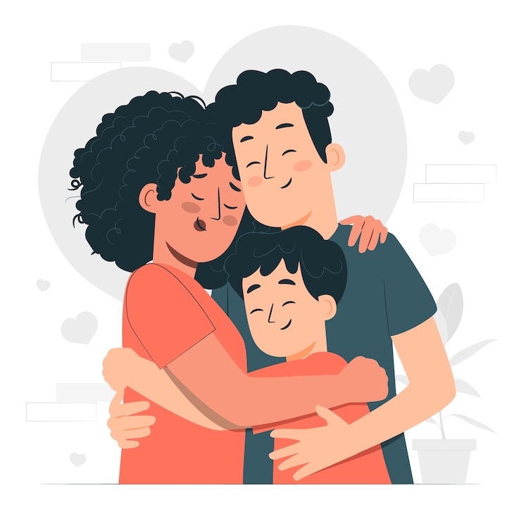Vecteur gratuit illustration du concept de l'étreinte familiale