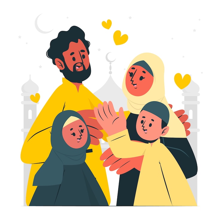 Vecteur gratuit illustration du concept de famille musulmane