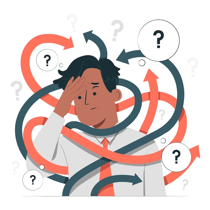 Vecteur gratuit illustration du concept de fatigue décisionnelle