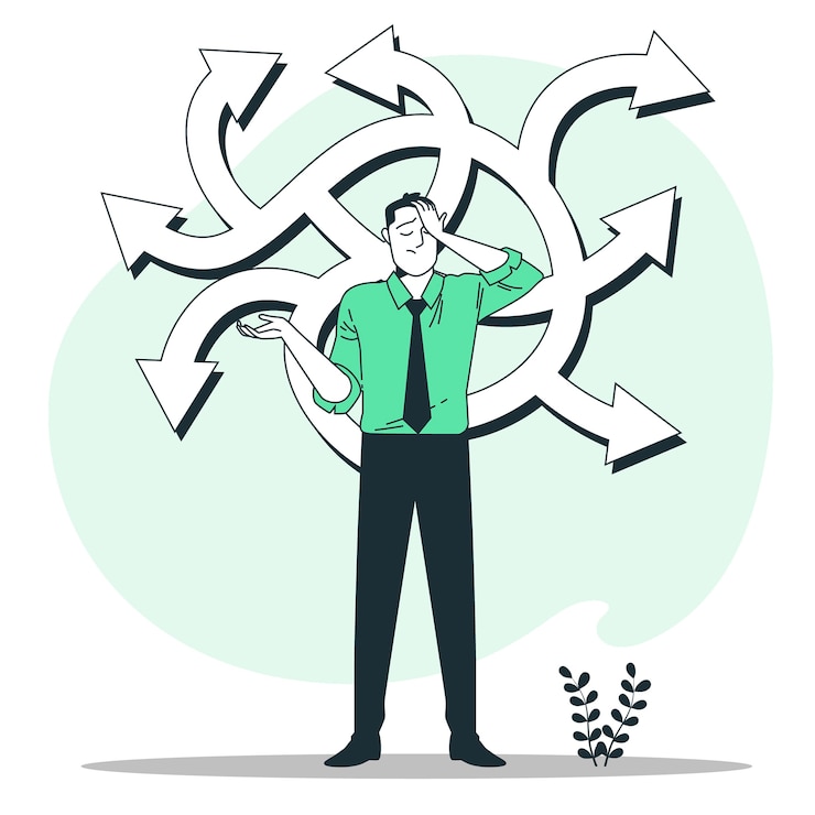 Vecteur gratuit illustration du concept de fatigue décisionnelle