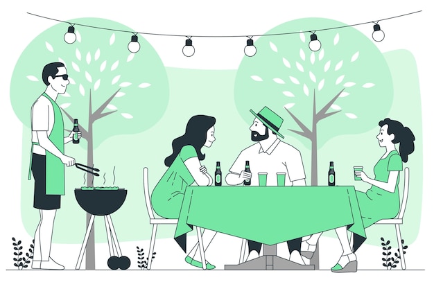 Vecteur gratuit illustration du concept de la fête au barbecue