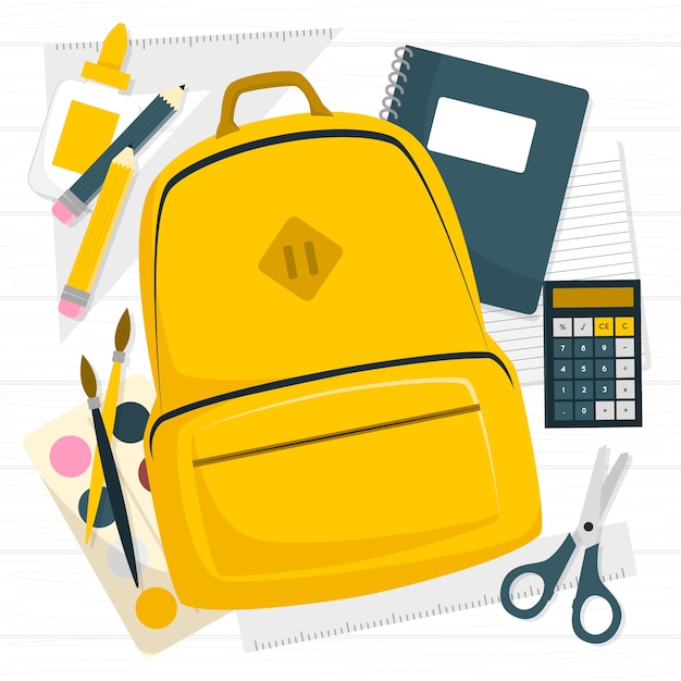 Vecteur gratuit illustration du concept des fournitures scolaires