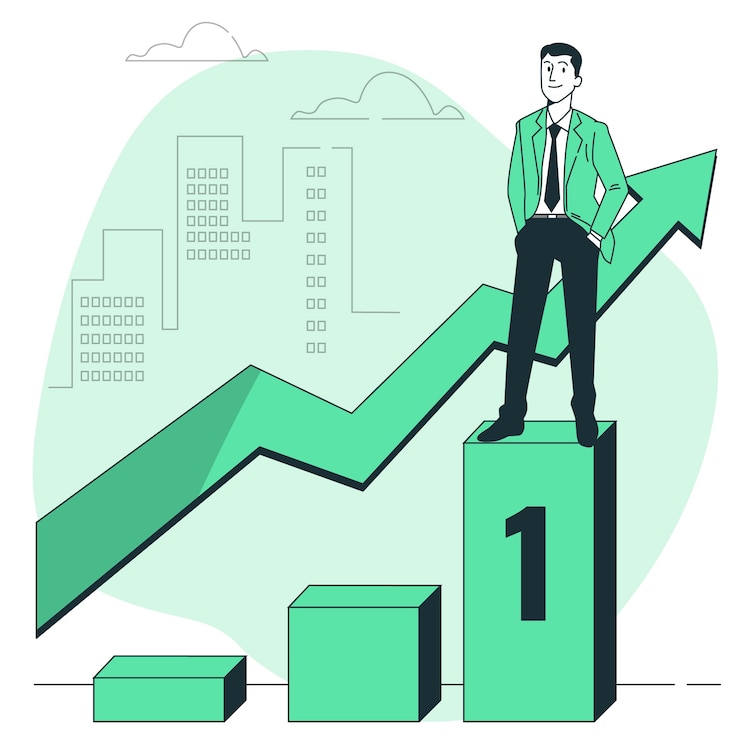 Vecteur gratuit illustration du concept d'homme d'affaires à succès