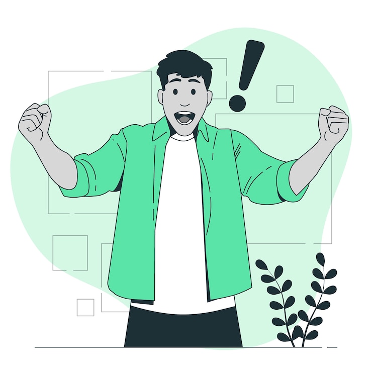 Vecteur gratuit illustration du concept d'homme surpris ou excité