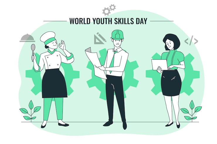 Vecteur gratuit illustration du concept de la journée mondiale des compétences de la jeunesse
