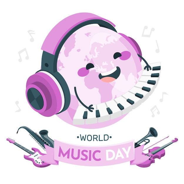 Vecteur gratuit illustration du concept de la journée mondiale de la musique