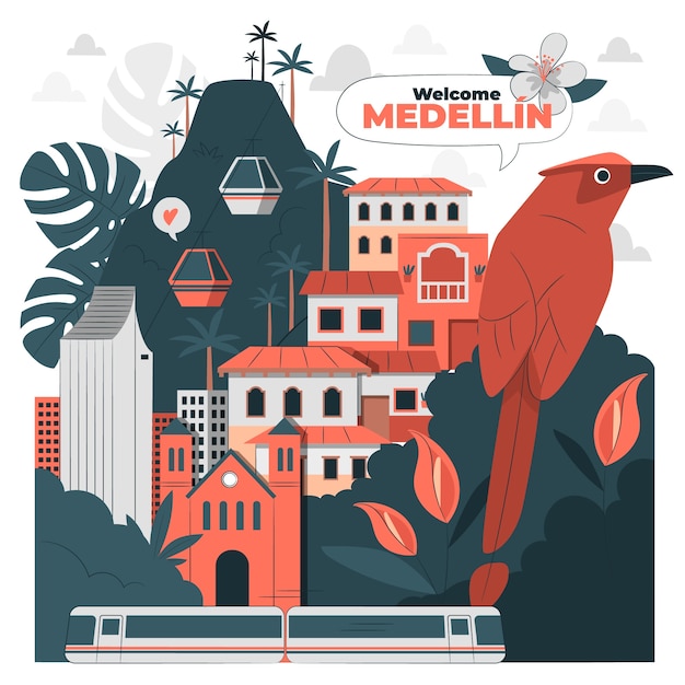 Vecteur gratuit illustration du concept de medellin