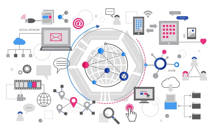Vecteur gratuit illustration du concept de médias sociaux