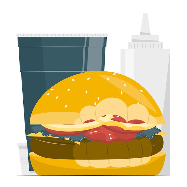 Vecteur gratuit illustration du concept de la morsure de burger