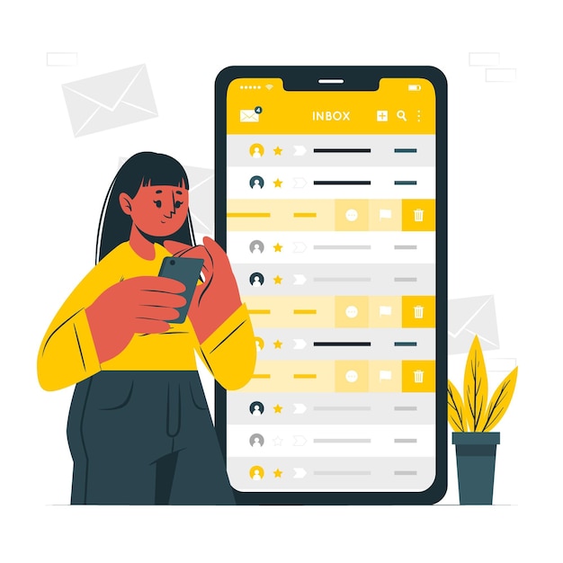 Illustration du concept de nettoyage de la boîte de réception