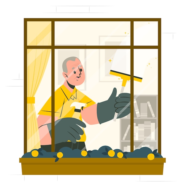Vecteur gratuit illustration du concept de nettoyage des fenêtres