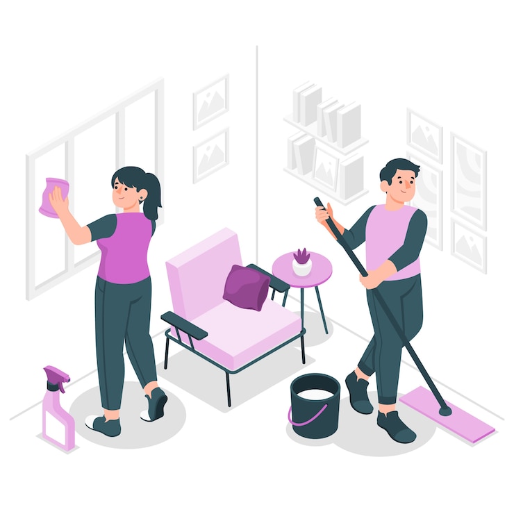 Vecteur gratuit illustration du concept de nettoyage de la maison