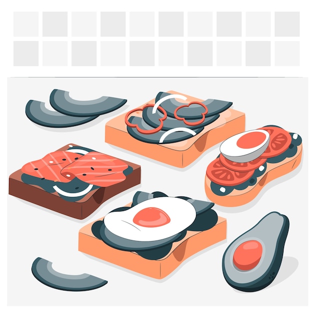 Vecteur gratuit illustration du concept de pain grillé à l'avocat