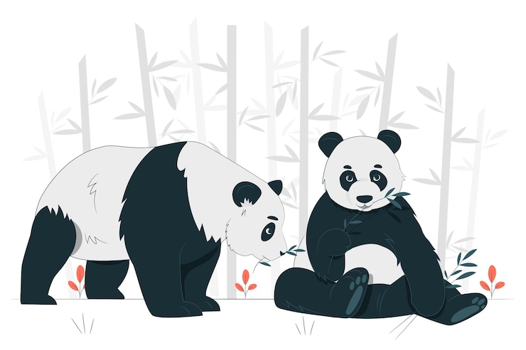 Vecteur gratuit illustration du concept des pandas
