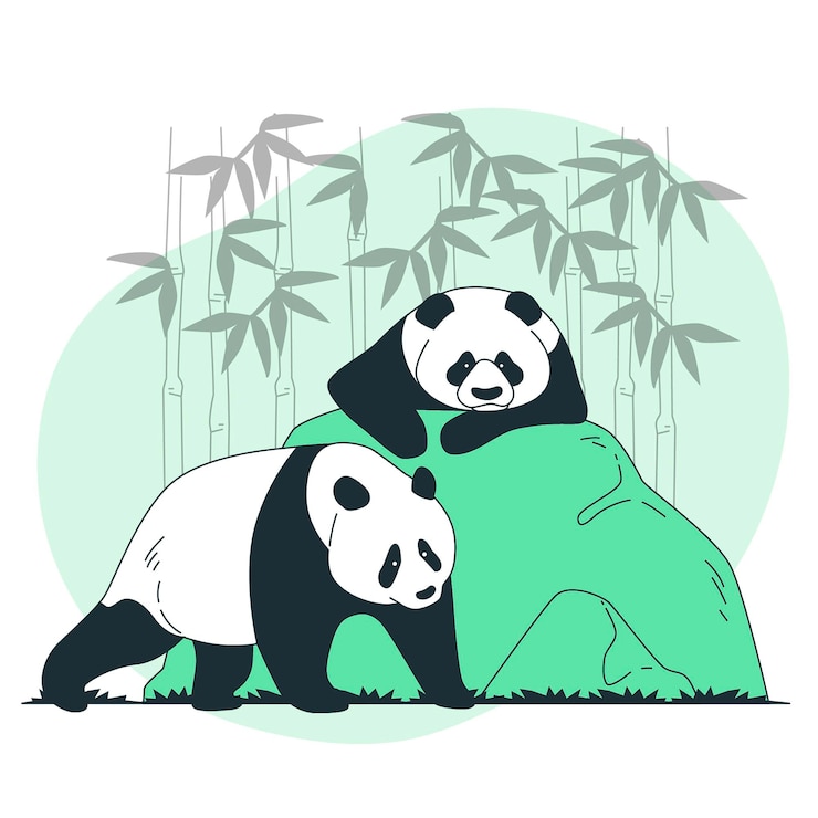 Vecteur gratuit illustration du concept des pandas