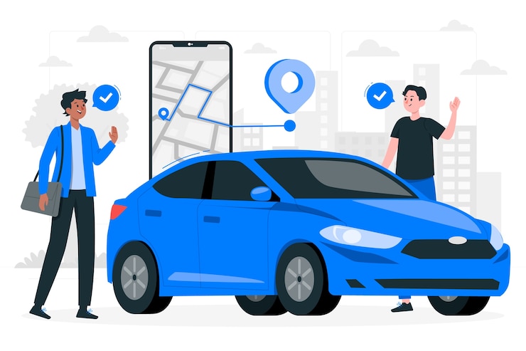 Vecteur gratuit illustration du concept de partage de voitures