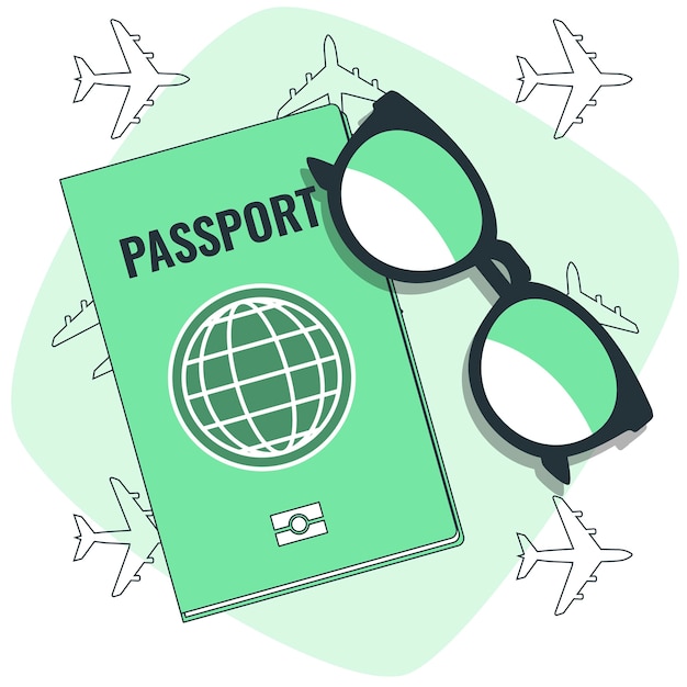 Vecteur gratuit illustration du concept de passeport de voyage