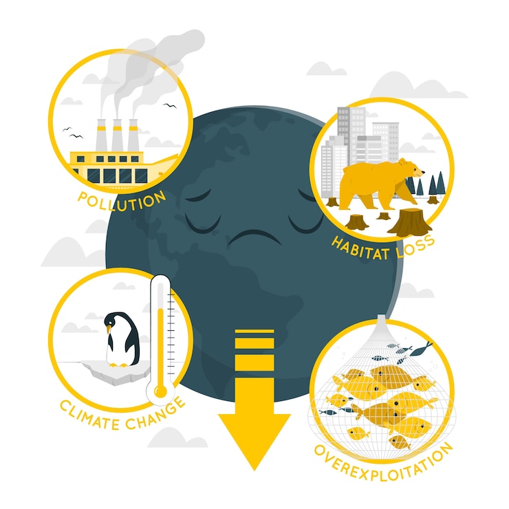 Vecteur gratuit illustration du concept de perte de biodiversité