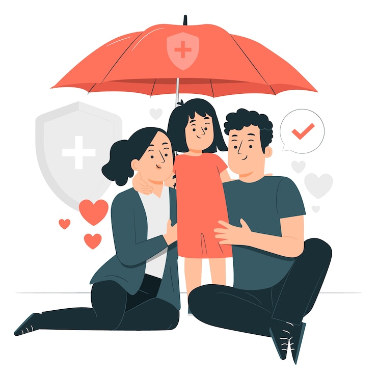 Vecteur gratuit illustration du concept de protection de la famille