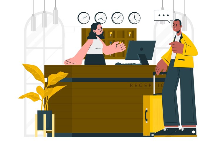 Vecteur gratuit illustration du concept de réception de l'hôtel