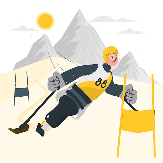 Vecteur gratuit illustration du concept de ski para-alpin