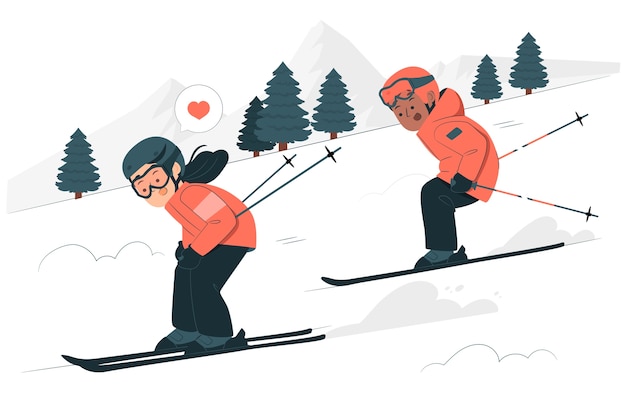 Vecteur gratuit illustration du concept de ski pour enfants