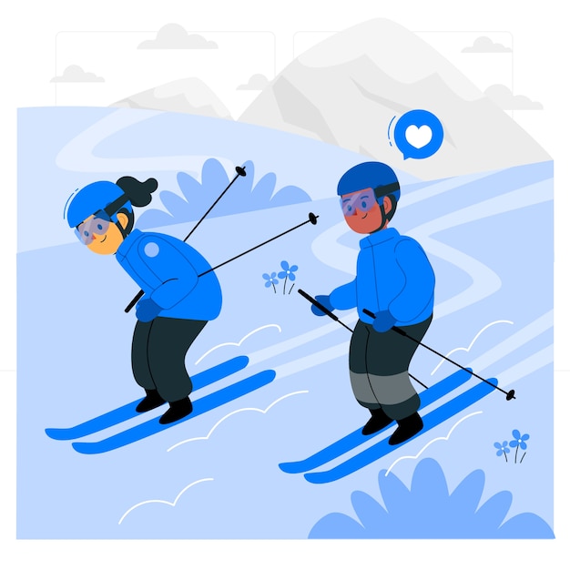 Vecteur gratuit illustration du concept de ski pour enfants