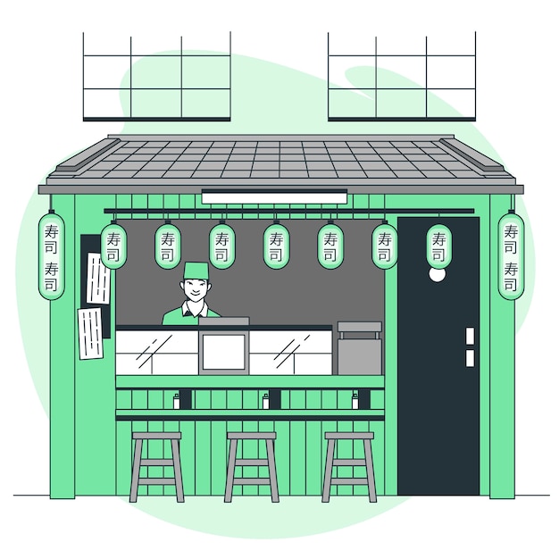 Vecteur gratuit illustration du concept de sushi bar