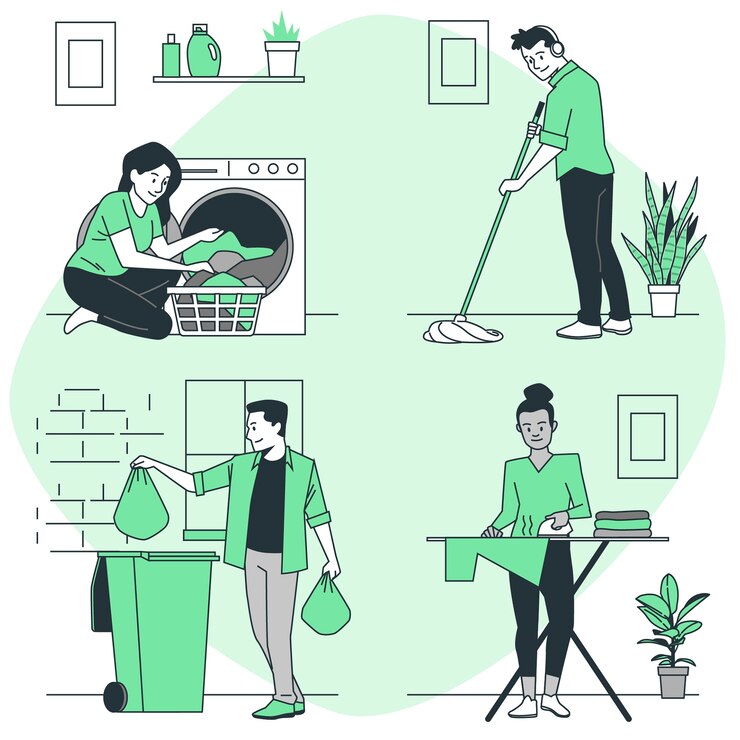 Vecteur gratuit illustration du concept des tâches ménagères