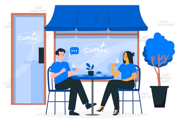 Vecteur gratuit illustration du concept de terrasse d'un café