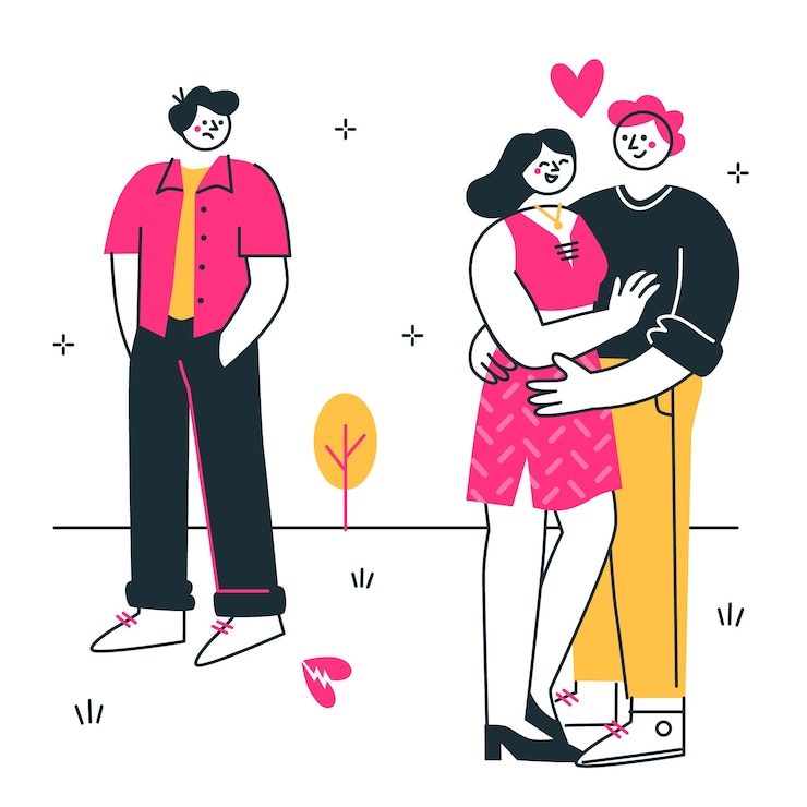 Vecteur gratuit illustration du concept de trahison d'amour