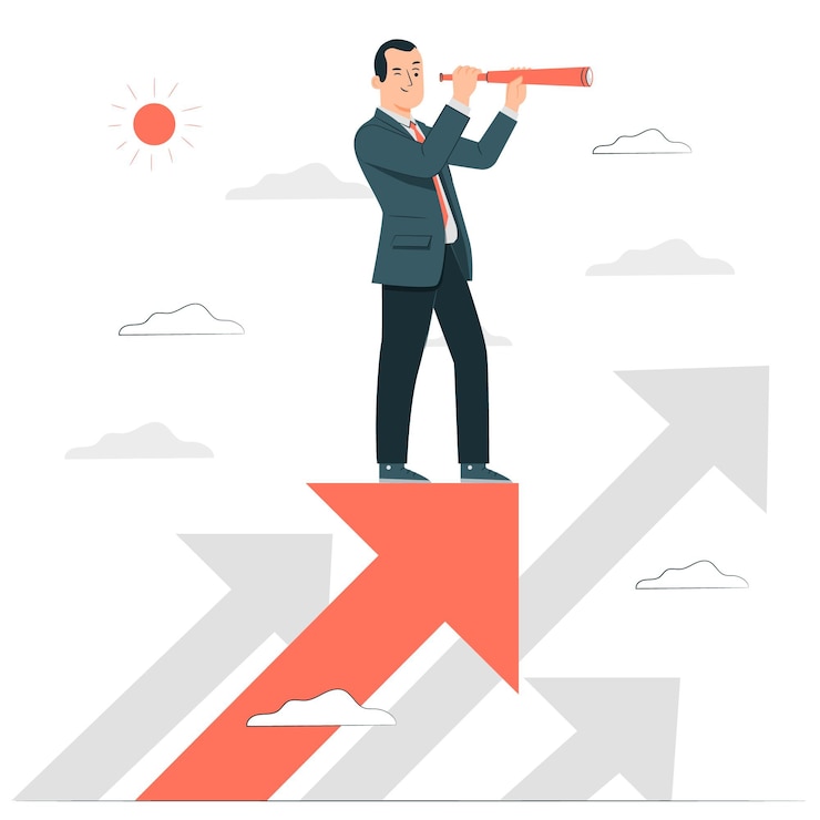 Vecteur gratuit illustration du concept de vision d'entreprise