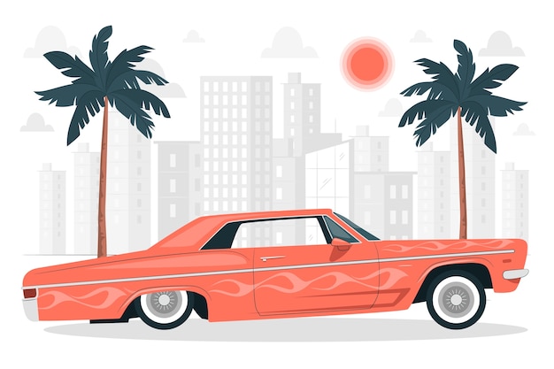 Vecteur gratuit illustration du concept de voiture lowrider