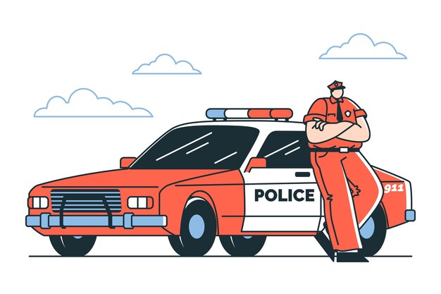 Illustration du concept de voiture de police