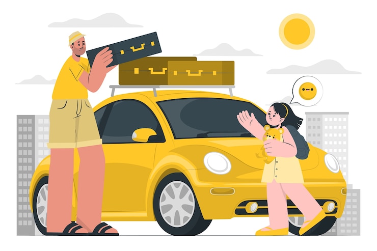Vecteur gratuit illustration du concept de voiture de voyage