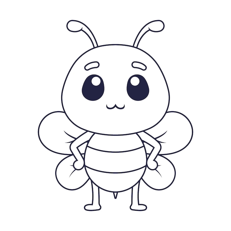 Vecteur gratuit illustration du contour de l'abeille dessinée à la main