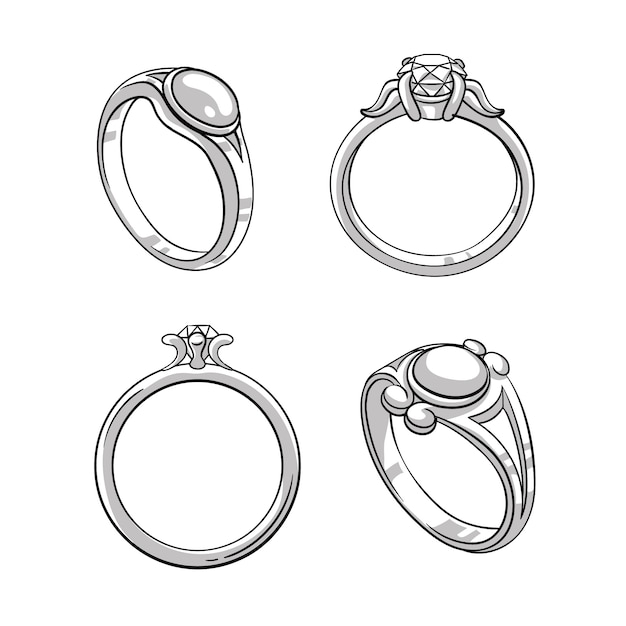 Vecteur gratuit illustration du contour d'une bague de mariage dessinée à la main