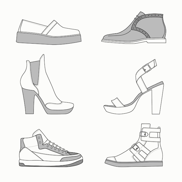 Vecteur gratuit illustration du contour d'une chaussure dessinée à la main