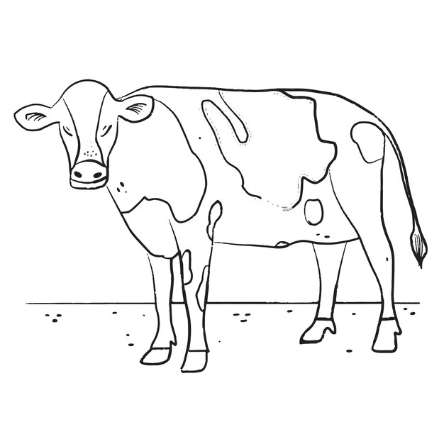 Illustration du contour de la vache dessinée à la main