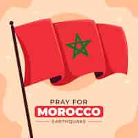 Vecteur gratuit illustration du drapeau plat du tremblement de terre au maroc