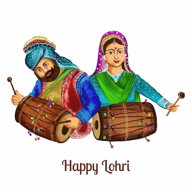 Vecteur gratuit illustration du festival happy lohri de fond de carte punjabi