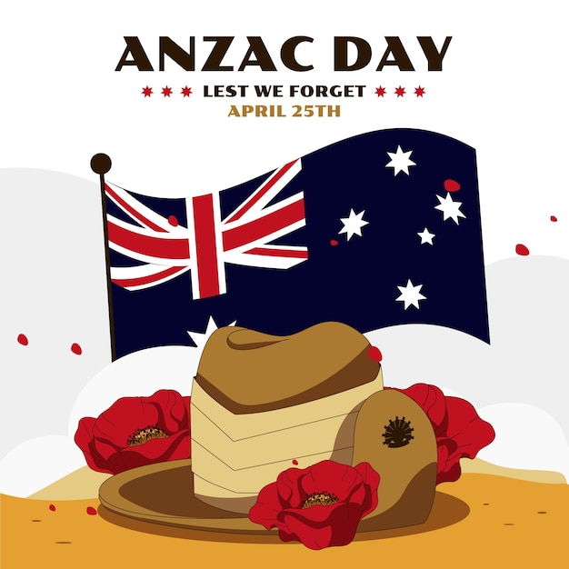 Vecteur gratuit illustration du jour de l'anzac dessiné à la main