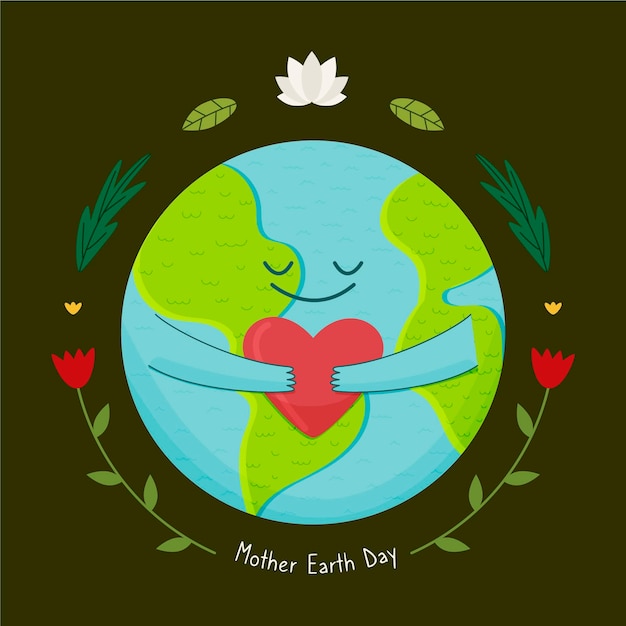 Vecteur gratuit illustration du jour de la terre mère dessin animé