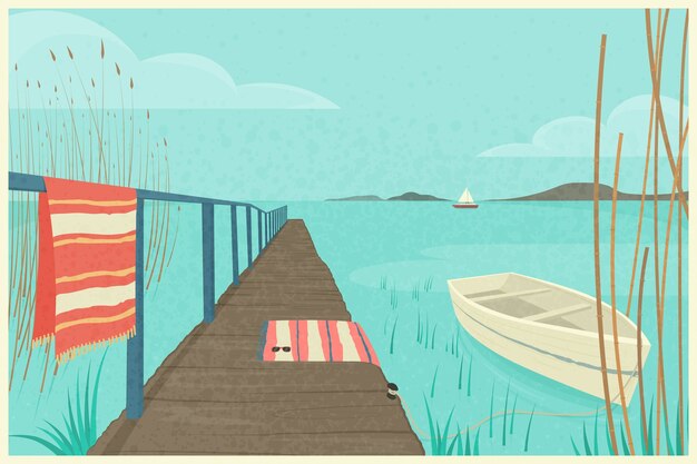 Illustration du lac balaton dessiné à la main