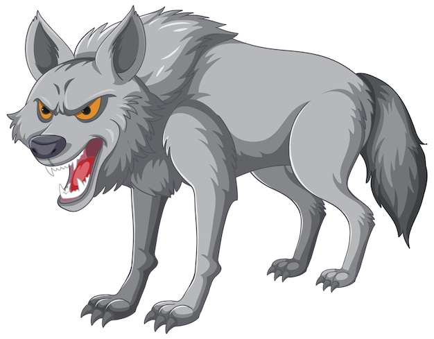 Vecteur gratuit l'illustration du loup gris féroce