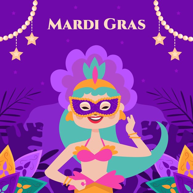 Illustration Du Mardi Gras à Plat