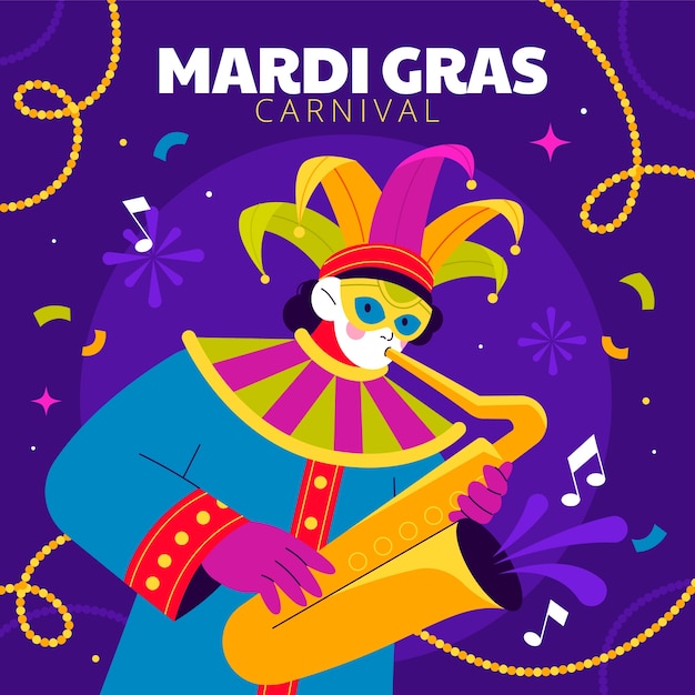 Vecteur gratuit illustration du mardi gras à plat