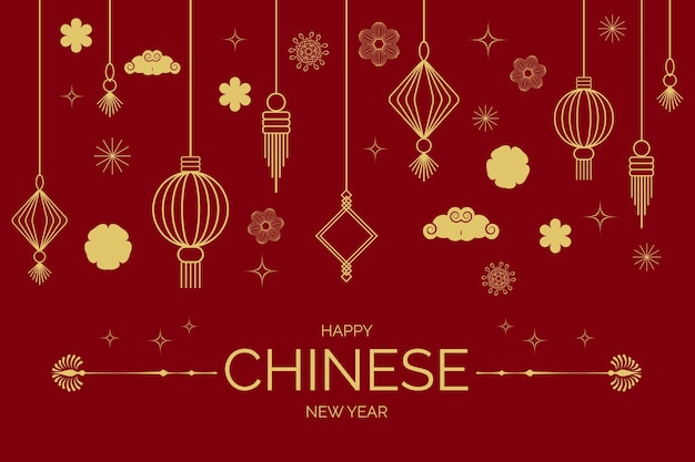 Illustration du nouvel an chinois plat